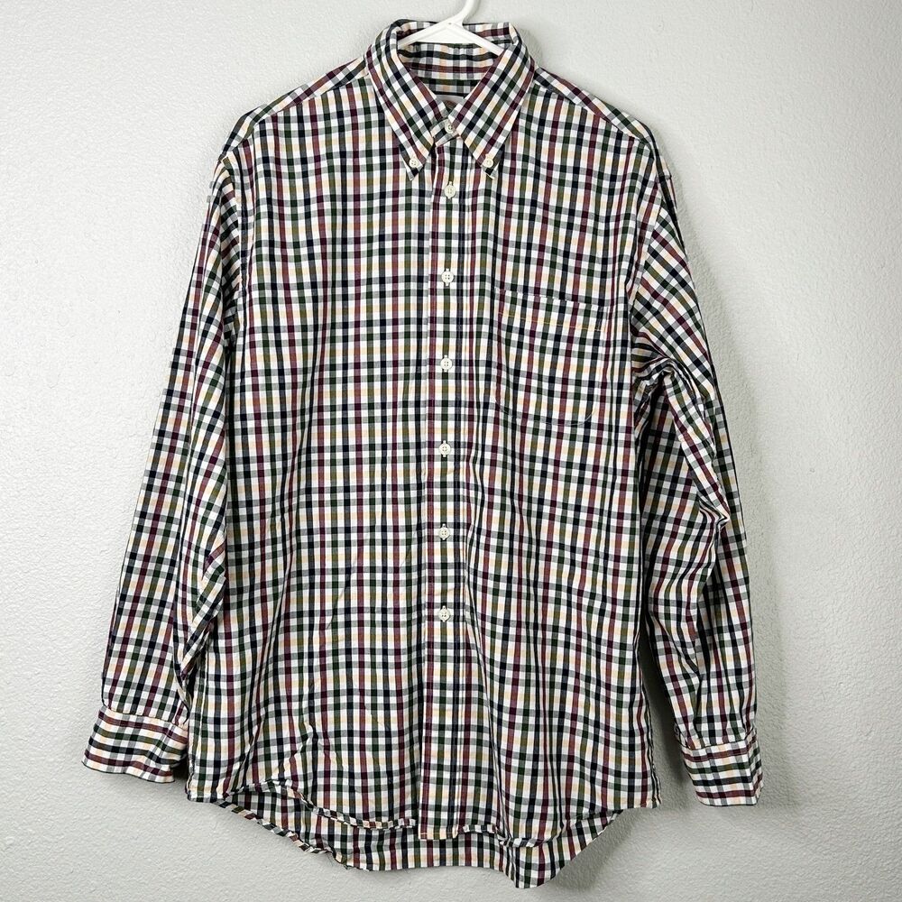 Brooks Brothers 346 Mens Shirt Medium Multi Plaid Button Down Long Sleeve Cotton